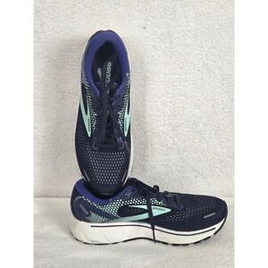 Brooks Ghost 14 Womens 9 B Medium Running Shoes Peacoat Yucca Navy 1203561B446